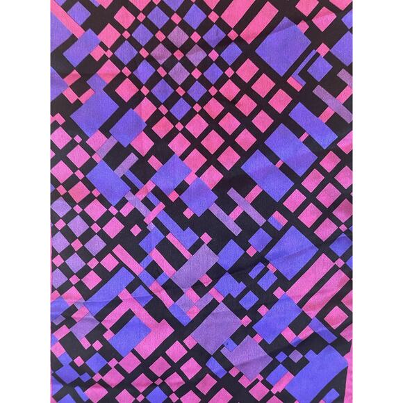 Vintage 80s Silk Scarf Retro Geometric Print Pink Purple Oblong Luxury 10x52 - Picture 3 of 5
